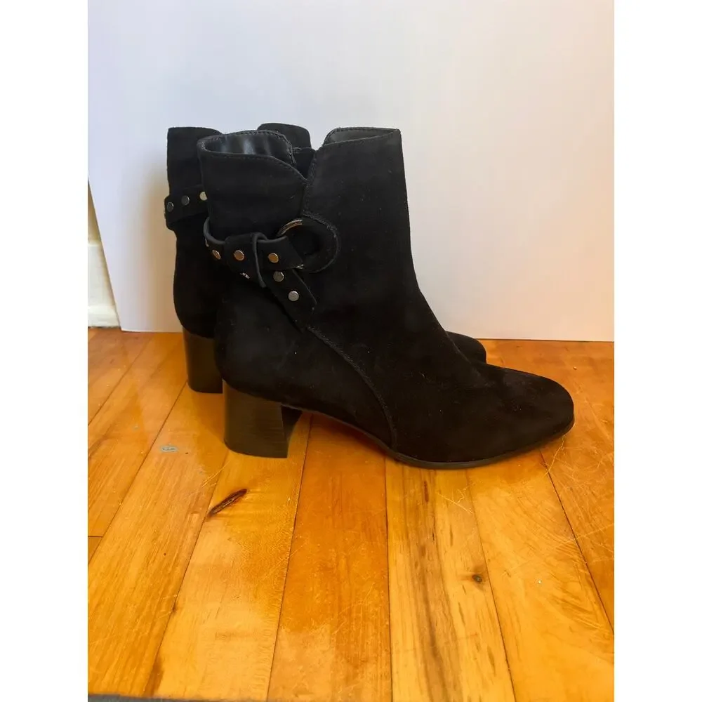 Regarde Le Ciel Ines Bootie Black Suede Silver Buckle NWOT 40 EU 9.5 US
